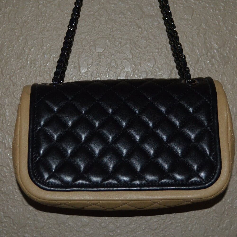 Chanel Black Small Tan Two Tone Flap Chain Strap Crossbody Shoulder Handbag - Picture 8 of 13